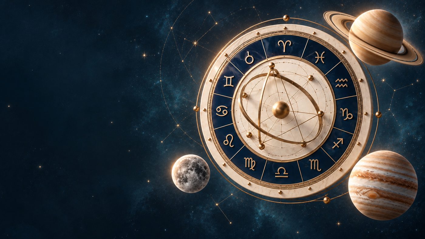 Vedic astrology birth chart wheel with planets